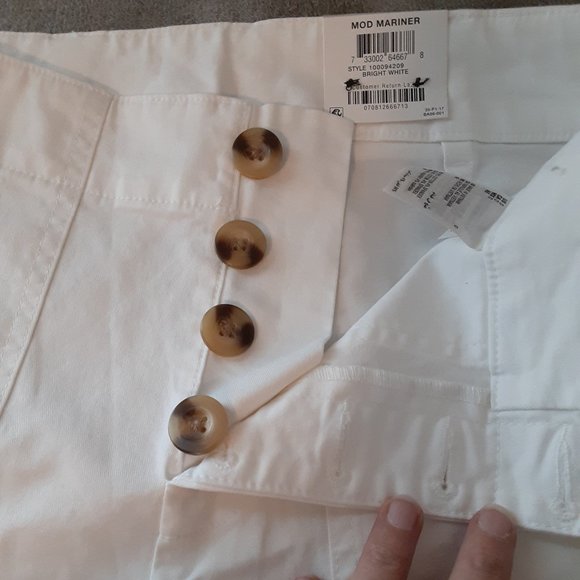 Wide Leg Bright White Mod Mariner Crop Button fly Pants - Picture 6 of 11